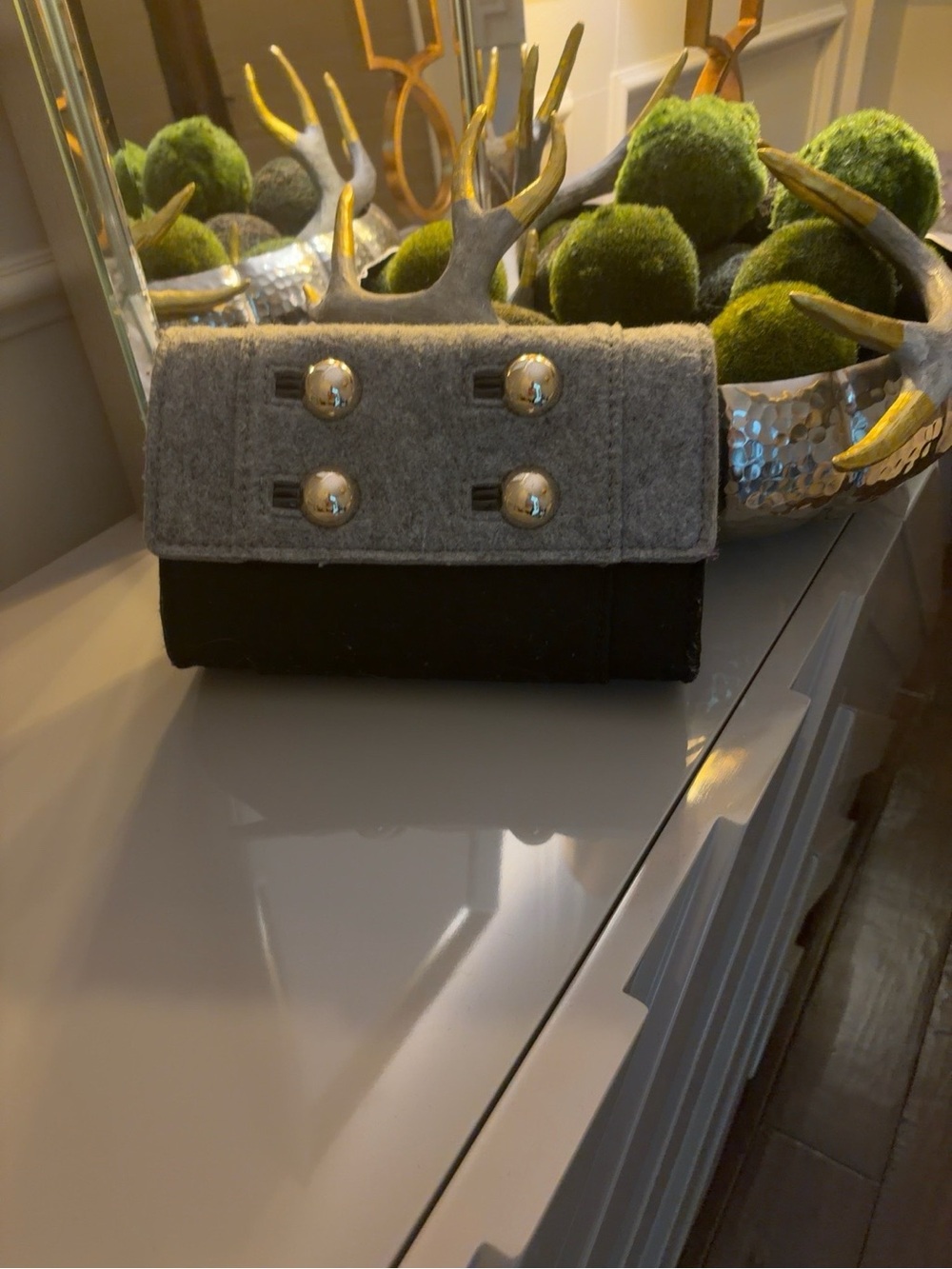 Kate Spade New York  Gray and Black Felt Crossbody with Buttons